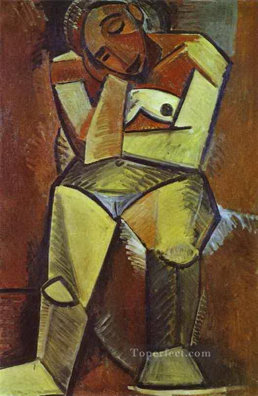 座る女性 1908 年キュビスト パブロ・ピカソ油絵